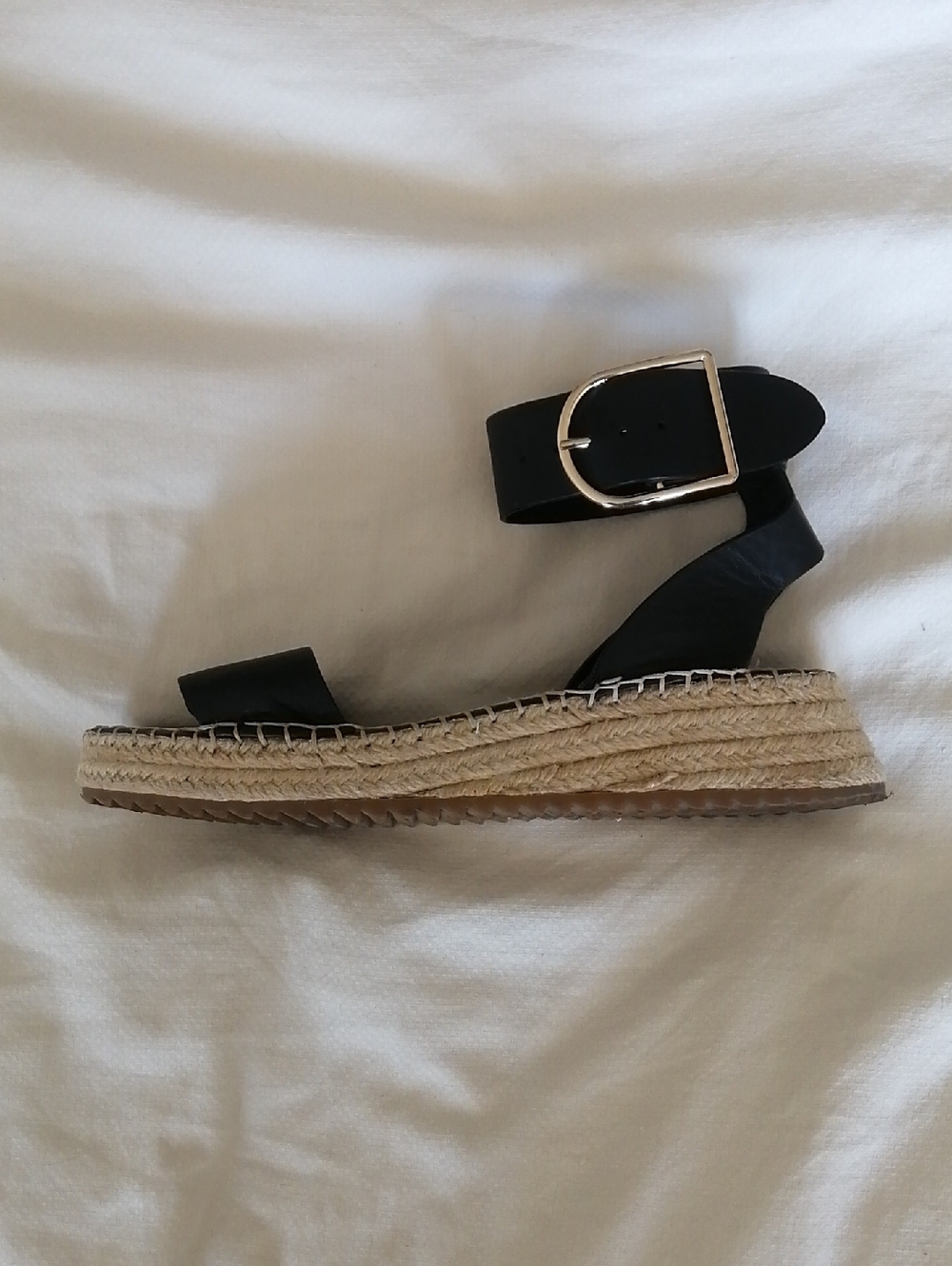 Zara Black Espadrille Platform Sandal with Ankle Strap Size 9.5